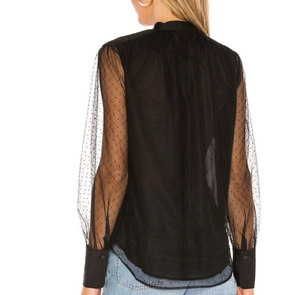 Equipment Black Sheer Sleeve Blouse Small - Picture 2 of 9